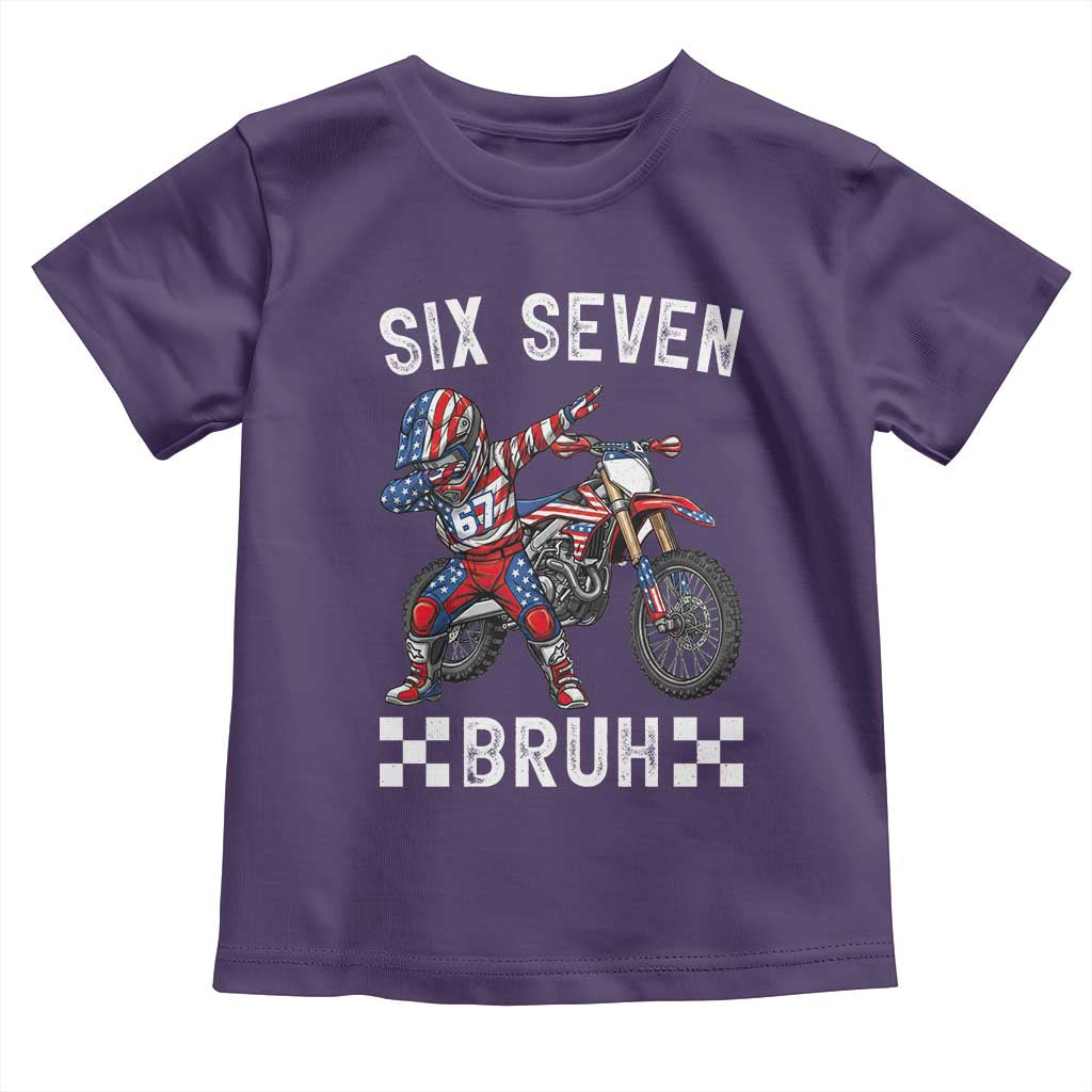 67 Bruh Meme Toddler T Shirt Funny Six Seven Dirt Bike Patriotic American Flag - Wonder Print Shop