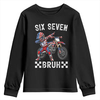 67 Bruh Meme Youth Sweatshirt Funny Six Seven Dirt Bike Patriotic American Flag - Wonder Print Shop