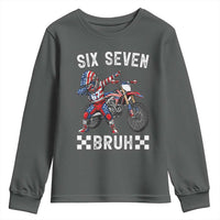 67 Bruh Meme Youth Sweatshirt Funny Six Seven Dirt Bike Patriotic American Flag - Wonder Print Shop