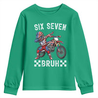 67 Bruh Meme Youth Sweatshirt Funny Six Seven Dirt Bike Patriotic American Flag - Wonder Print Shop