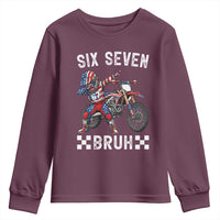 67 Bruh Meme Youth Sweatshirt Funny Six Seven Dirt Bike Patriotic American Flag - Wonder Print Shop