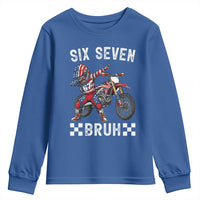 67 Bruh Meme Youth Sweatshirt Funny Six Seven Dirt Bike Patriotic American Flag - Wonder Print Shop