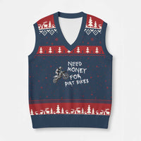 Funny Dirt Bike Motocross V-Neck Knit Sweater Vest Need Money for Dirt Bikes - Wonder Print Shop