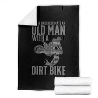 Funny Dirt Bike Motocross Throw Blanket Never Underestimate An Old Man With A Dirt Bike Motocross - Wonder Print Shop