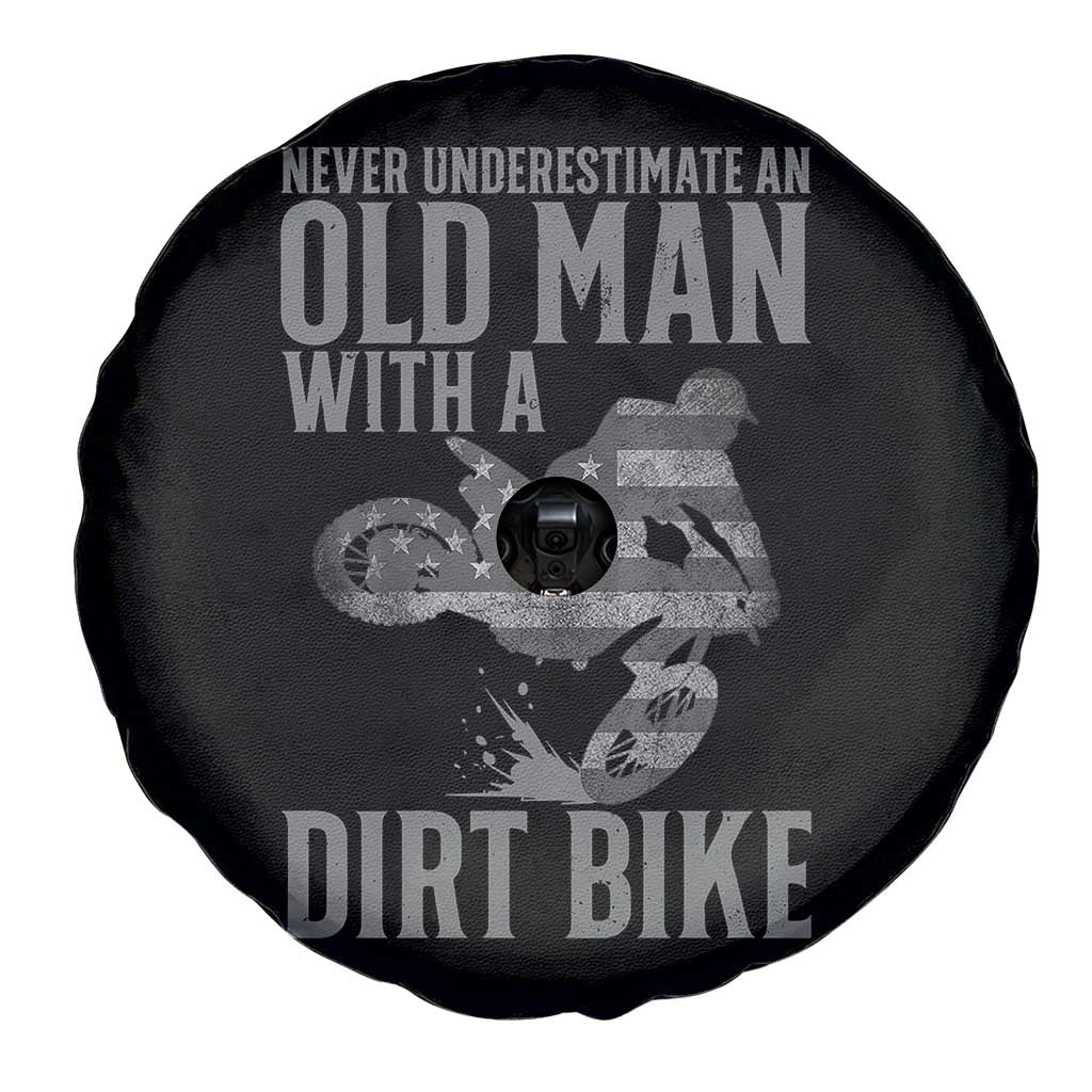 Funny Dirt Bike Motocross Spare Tire Cover Never Underestimate An Old Man With A Dirt Bike Motocross - Wonder Print Shop