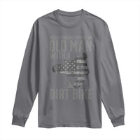 Funny Dirt Bike Motocross Long Sleeve Shirt Never Underestimate An Old Man With A Dirt Bike Motocross - Wonder Print Shop