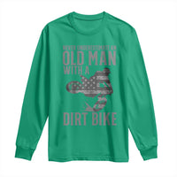 Funny Dirt Bike Motocross Long Sleeve Shirt Never Underestimate An Old Man With A Dirt Bike Motocross - Wonder Print Shop