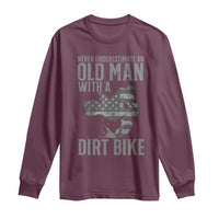 Funny Dirt Bike Motocross Long Sleeve Shirt Never Underestimate An Old Man With A Dirt Bike Motocross - Wonder Print Shop