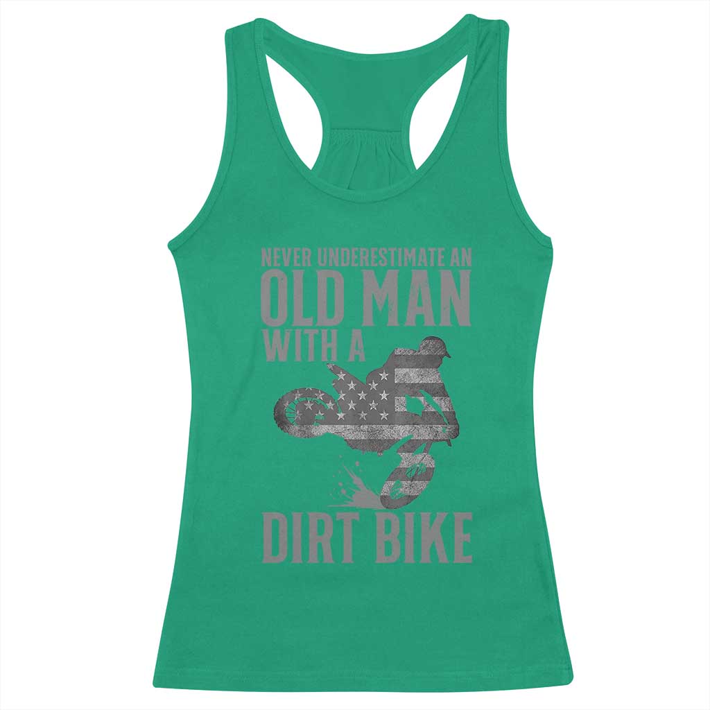 Funny Dirt Bike Motocross Racerback Tank Top Never Underestimate An Old Man With A Dirt Bike Motocross - Wonder Print Shop