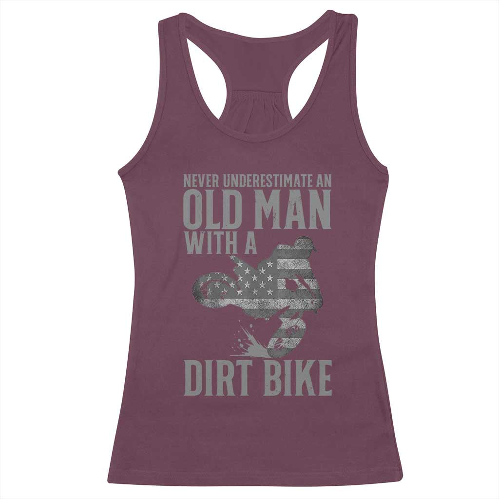 Funny Dirt Bike Motocross Racerback Tank Top Never Underestimate An Old Man With A Dirt Bike Motocross - Wonder Print Shop