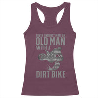 Funny Dirt Bike Motocross Racerback Tank Top Never Underestimate An Old Man With A Dirt Bike Motocross - Wonder Print Shop