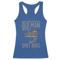 Funny Dirt Bike Motocross Racerback Tank Top Never Underestimate An Old Man With A Dirt Bike Motocross - Wonder Print Shop