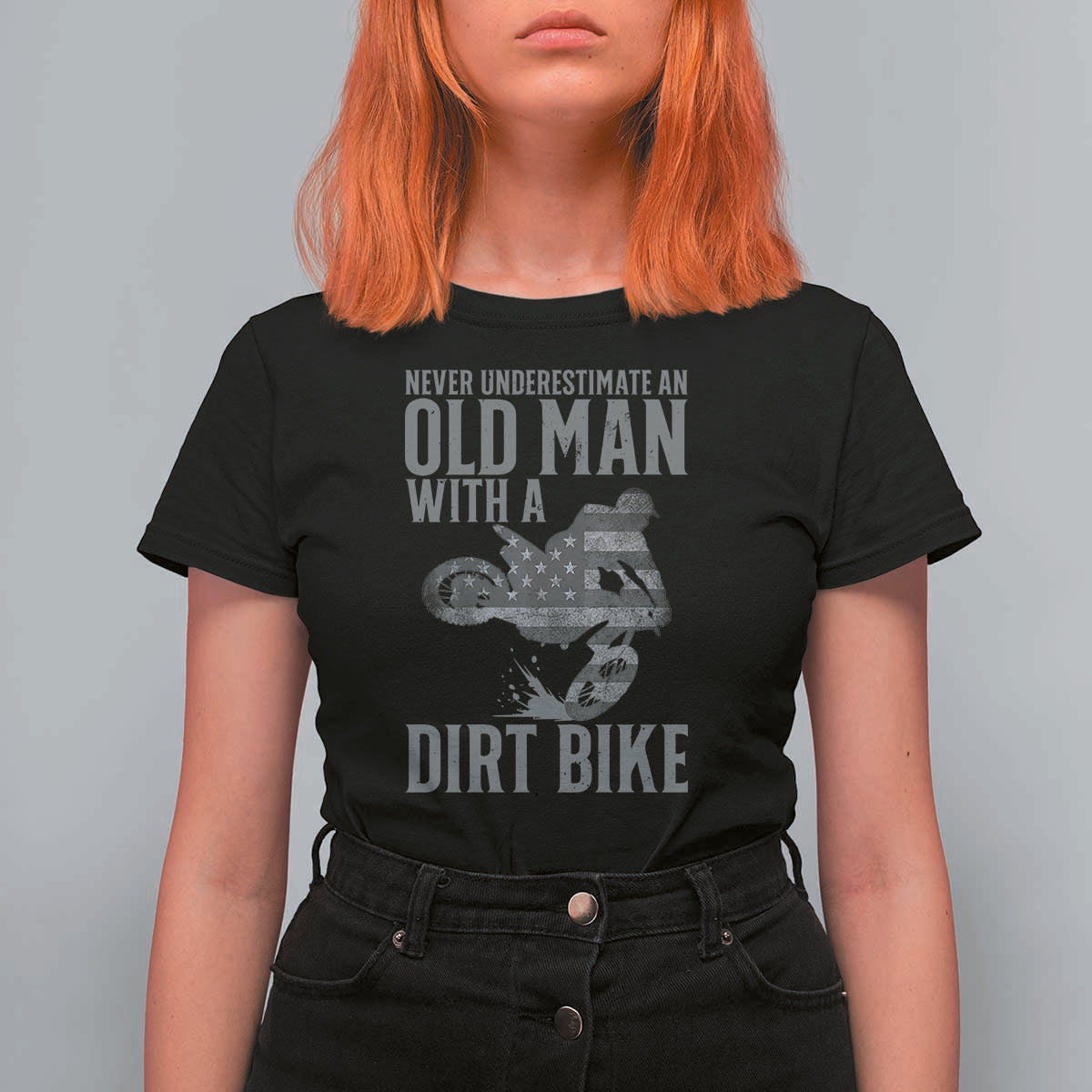 Funny Dirt Bike Motocross T Shirt For Women Never Underestimate An Old Man With A Dirt Bike Motocross - Wonder Print Shop