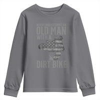 Funny Dirt Bike Motocross Youth Sweatshirt Never Underestimate An Old Man With A Dirt Bike Motocross - Wonder Print Shop