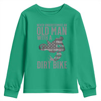 Funny Dirt Bike Motocross Youth Sweatshirt Never Underestimate An Old Man With A Dirt Bike Motocross - Wonder Print Shop