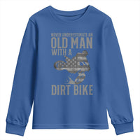 Funny Dirt Bike Motocross Youth Sweatshirt Never Underestimate An Old Man With A Dirt Bike Motocross - Wonder Print Shop