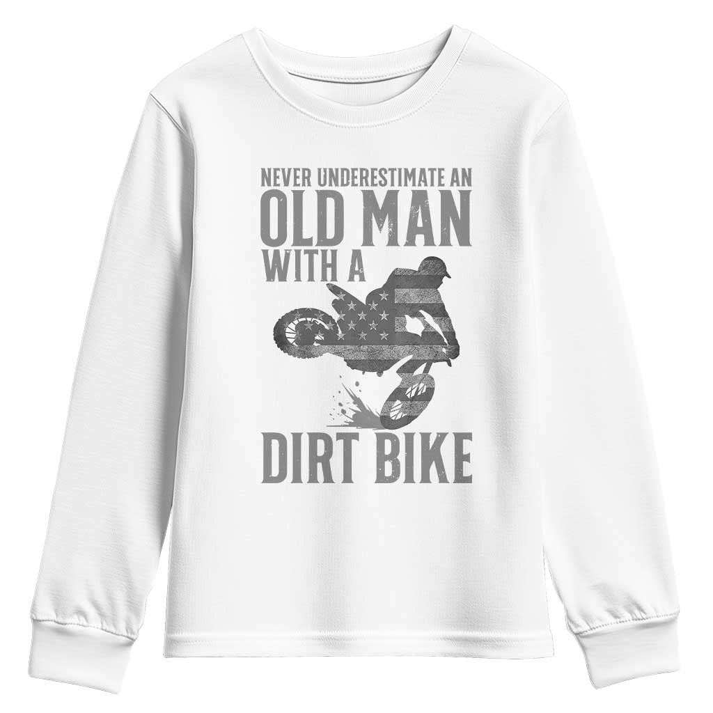 Funny Dirt Bike Motocross Youth Sweatshirt Never Underestimate An Old Man With A Dirt Bike Motocross - Wonder Print Shop