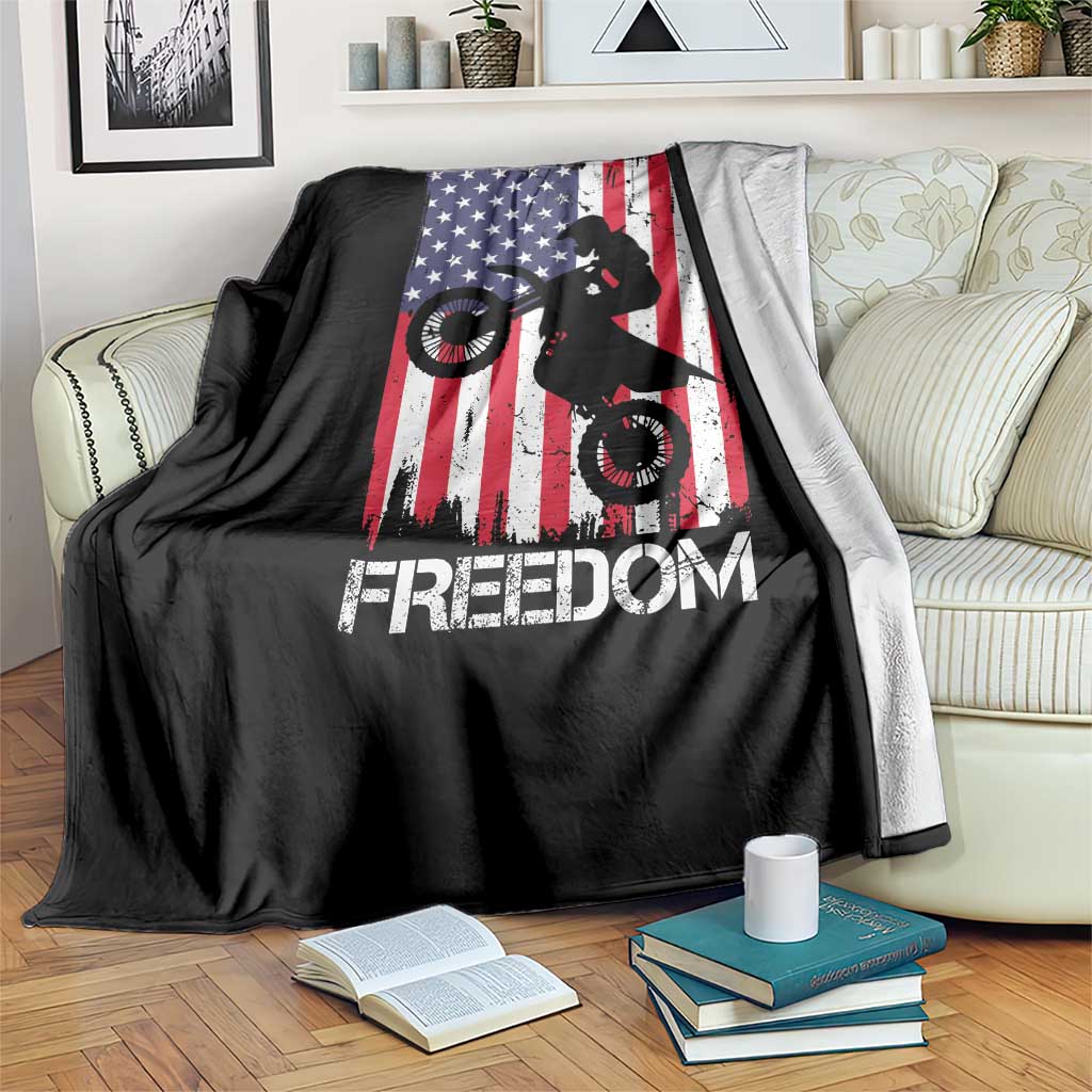 Freedom Motocross Dirt Bike Throw Blanket Patriotic American Flag - Wonder Print Shop