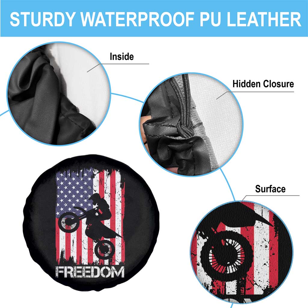 Freedom Motocross Dirt Bike Spare Tire Cover Patriotic American Flag - Wonder Print Shop