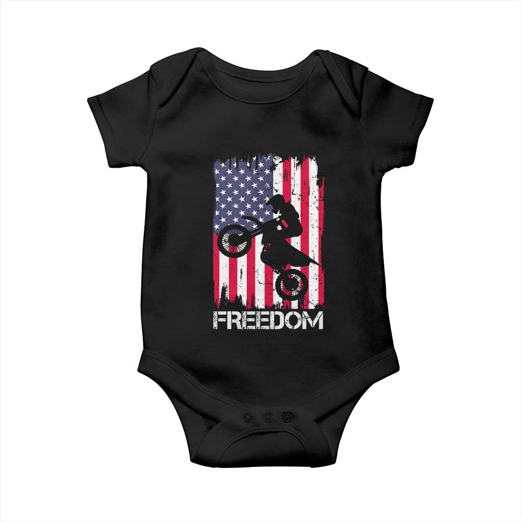 Freedom Motocross Dirt Bike Baby Onesie Patriotic American Flag - Wonder Print Shop
