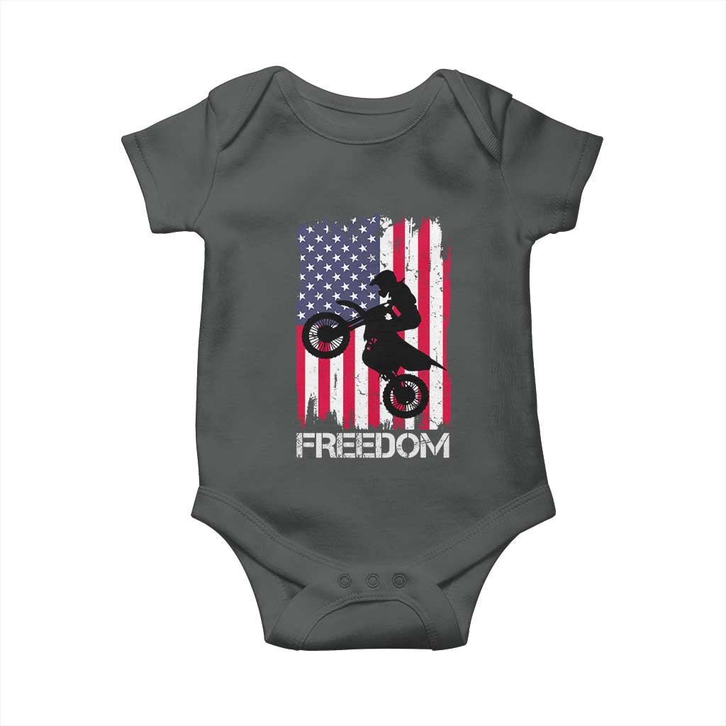 Freedom Motocross Dirt Bike Baby Onesie Patriotic American Flag - Wonder Print Shop