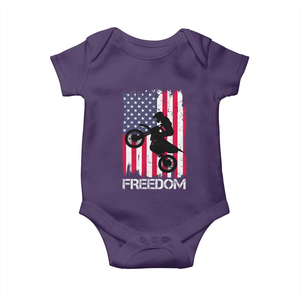 Freedom Motocross Dirt Bike Baby Onesie Patriotic American Flag - Wonder Print Shop