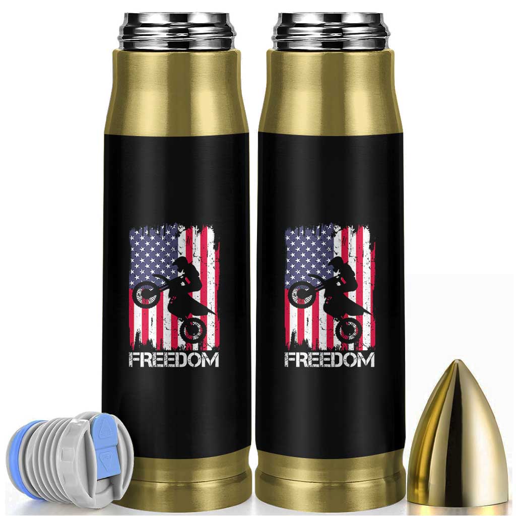 Freedom Motocross Dirt Bike Bullet Tumbler Patriotic American Flag - Wonder Print Shop