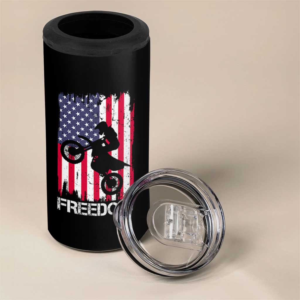 Freedom Motocross Dirt Bike 4 in 1 Can Cooler Tumbler Patriotic American Flag - Wonder Print Shop