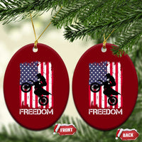 Freedom Motocross Dirt Bike Ceramic Ornament Patriotic American Flag - Wonder Print Shop