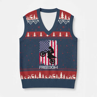 Freedom Motocross Dirt Bike V-Neck Knit Sweater Vest Patriotic American Flag - Wonder Print Shop