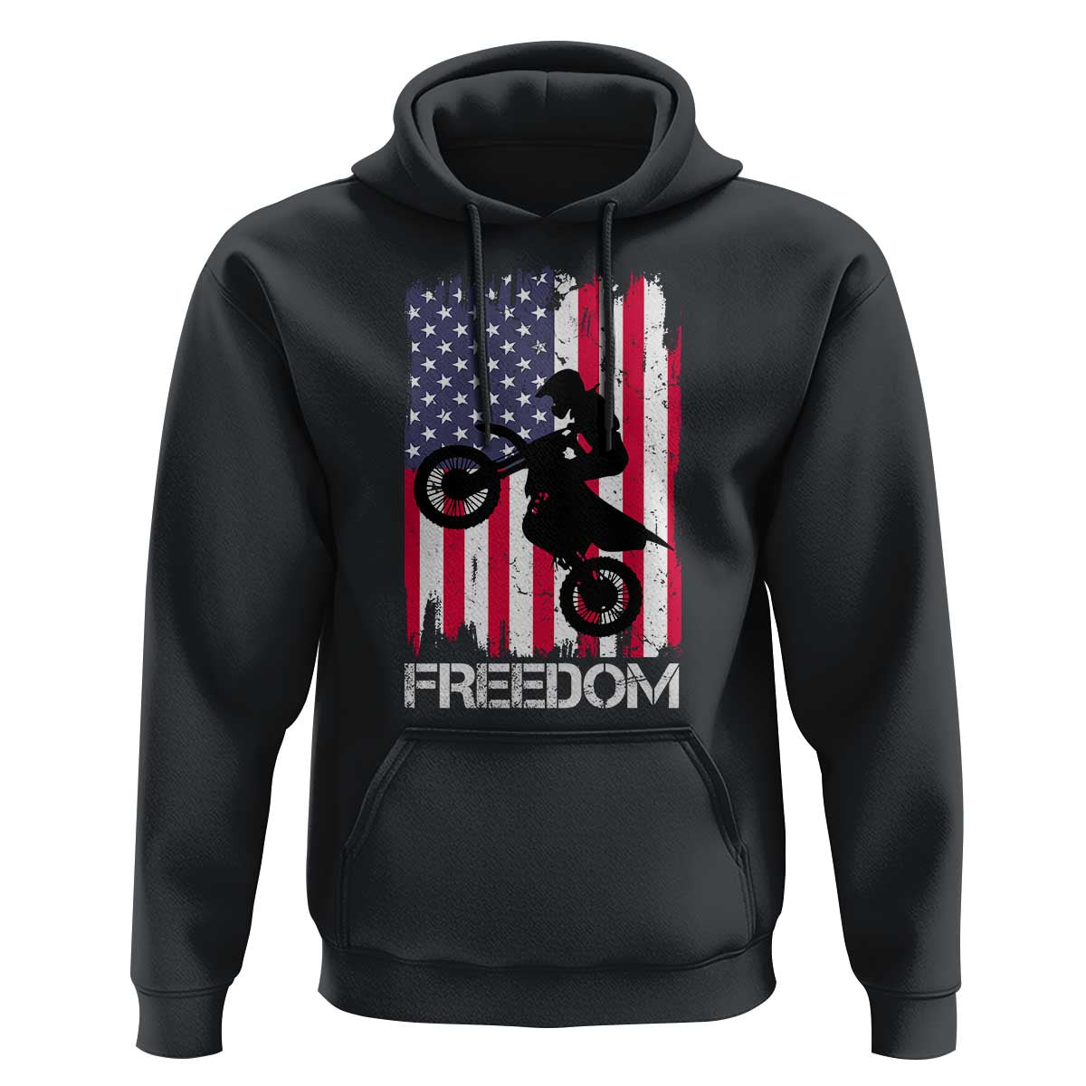 Freedom Motocross Dirt Bike Hoodie Patriotic American Flag - Wonder Print Shop