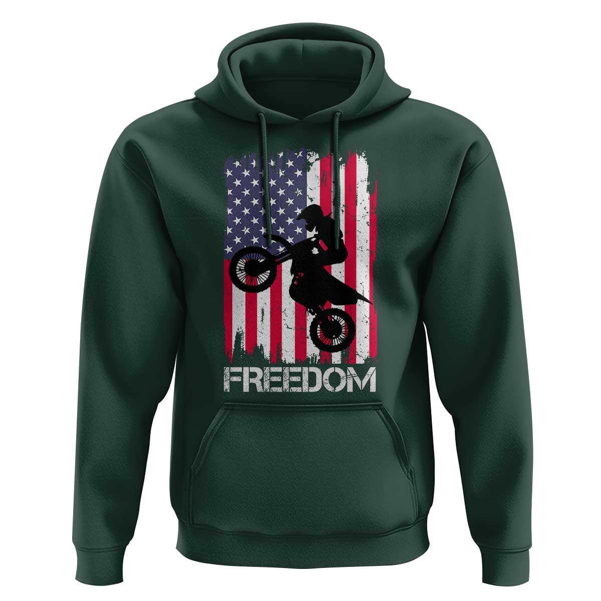 Freedom Motocross Dirt Bike Hoodie Patriotic American Flag - Wonder Print Shop