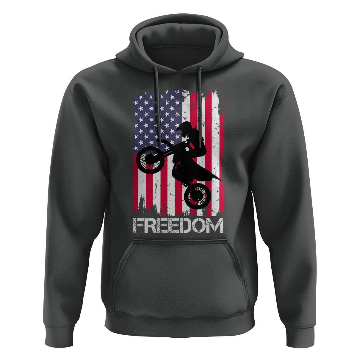 Freedom Motocross Dirt Bike Hoodie Patriotic American Flag - Wonder Print Shop