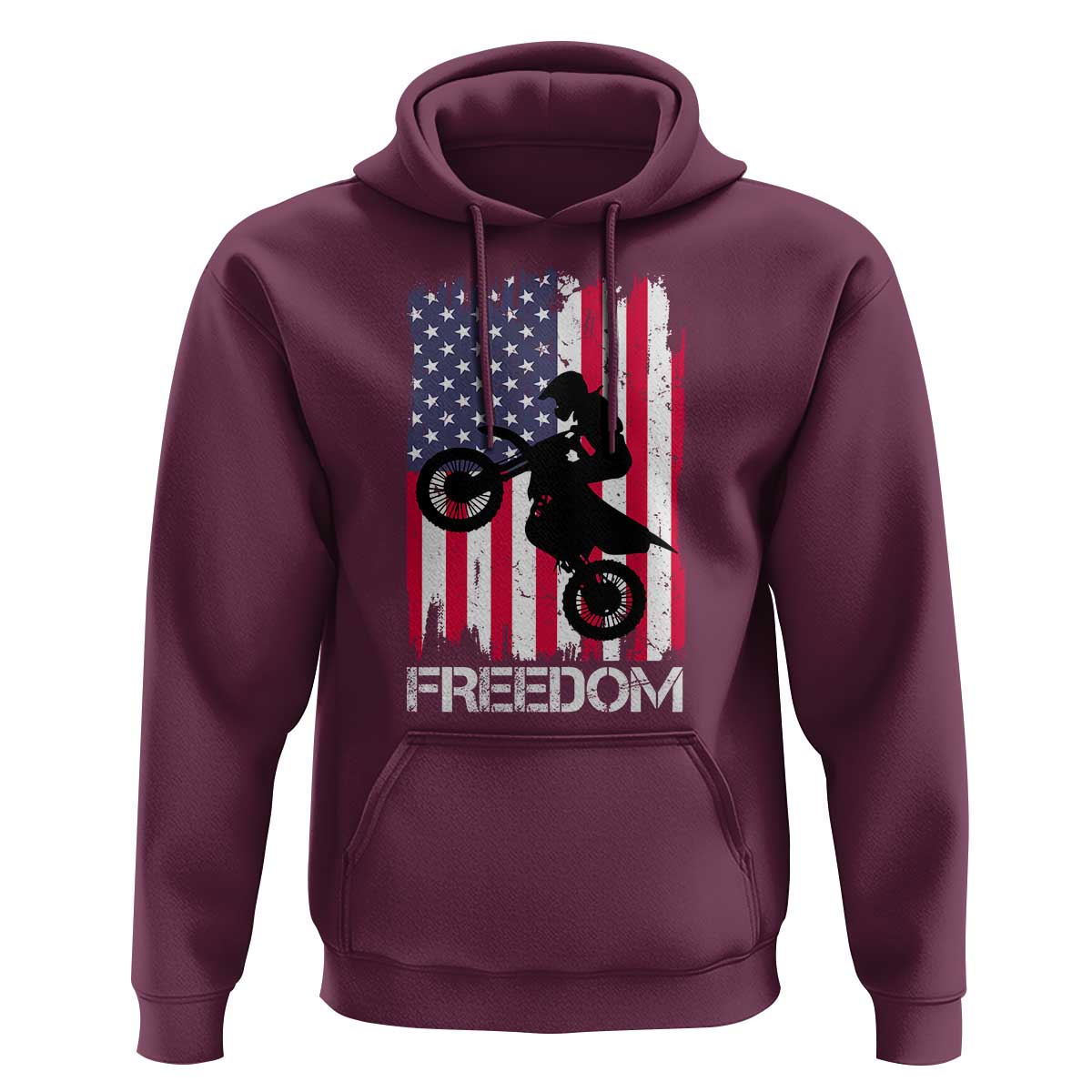 Freedom Motocross Dirt Bike Hoodie Patriotic American Flag - Wonder Print Shop