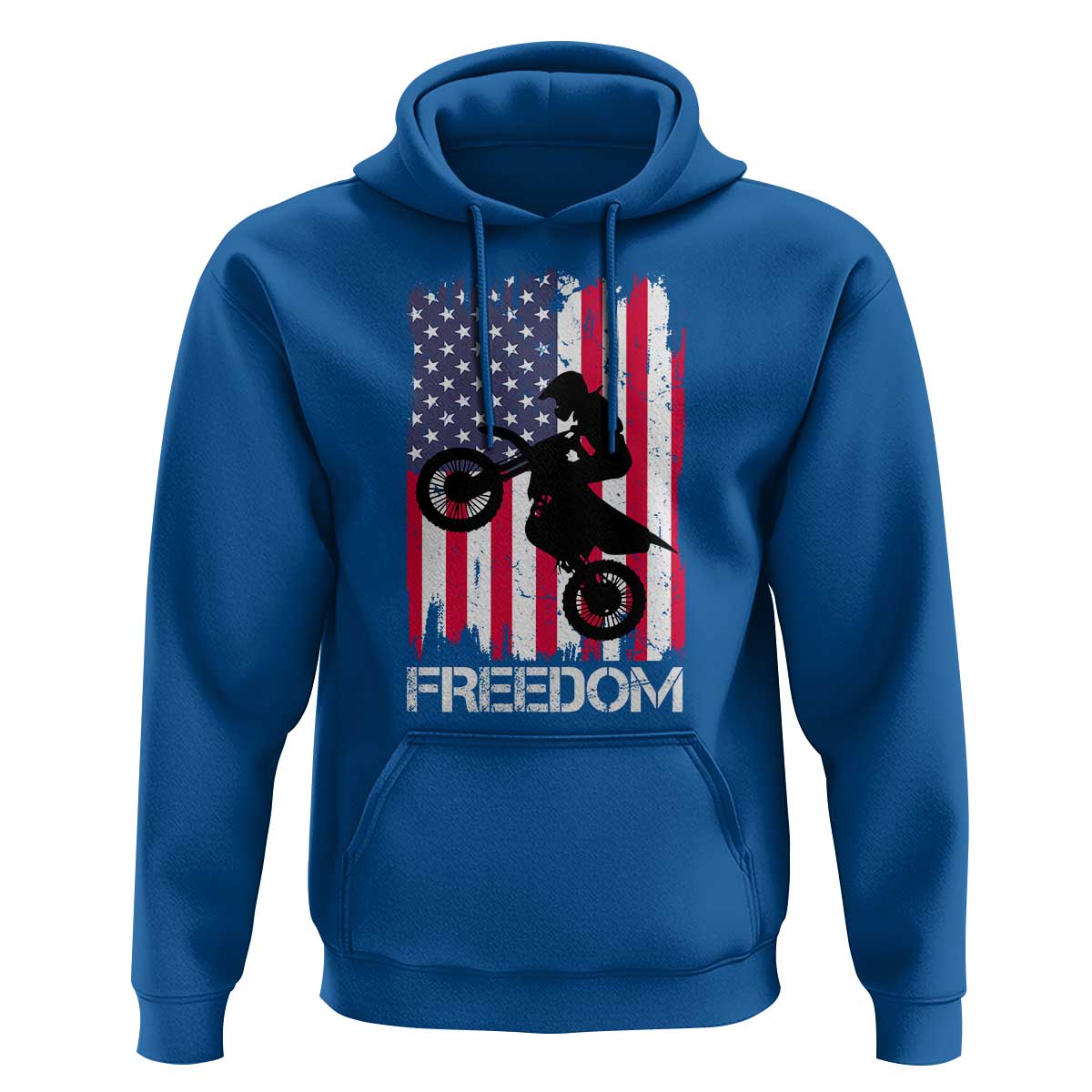 Freedom Motocross Dirt Bike Hoodie Patriotic American Flag - Wonder Print Shop