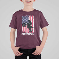 Freedom Motocross Dirt Bike T Shirt For Kid Patriotic American Flag - Wonder Print Shop
