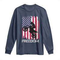 Freedom Motocross Dirt Bike Long Sleeve Shirt Patriotic American Flag - Wonder Print Shop