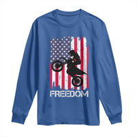 Freedom Motocross Dirt Bike Long Sleeve Shirt Patriotic American Flag - Wonder Print Shop