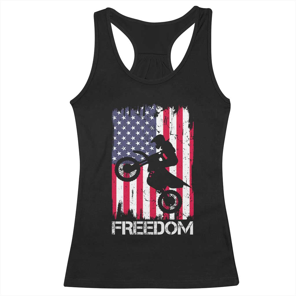 Freedom Motocross Dirt Bike Racerback Tank Top Patriotic American Flag - Wonder Print Shop
