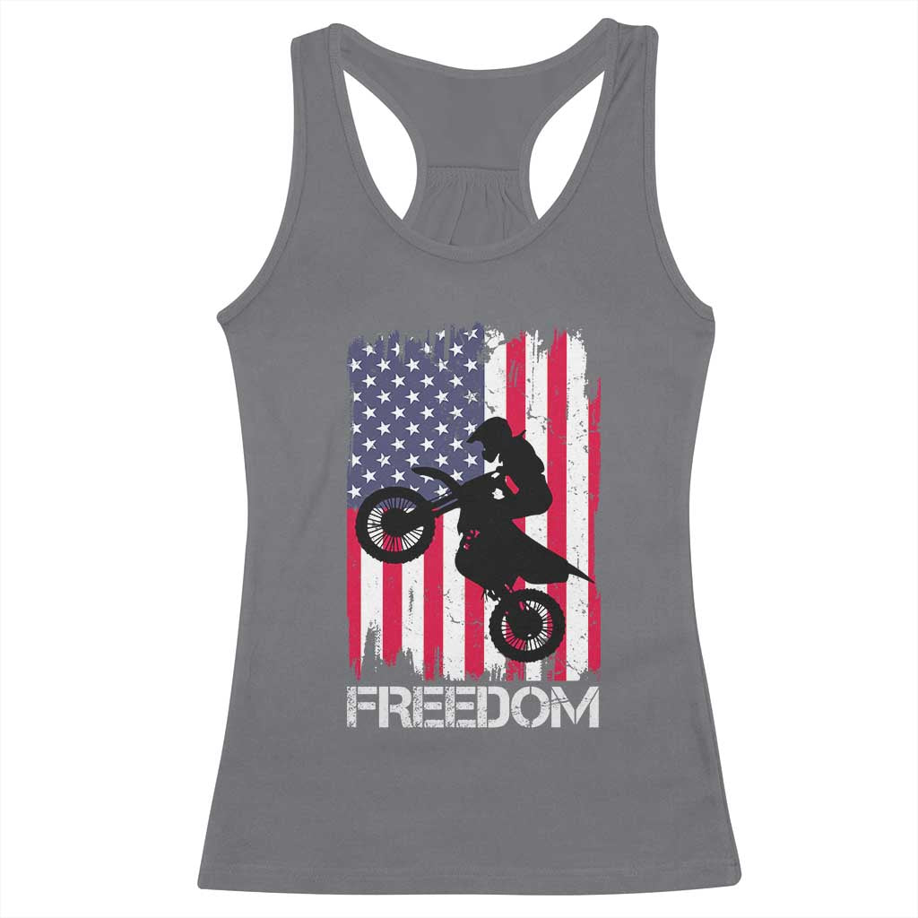 Freedom Motocross Dirt Bike Racerback Tank Top Patriotic American Flag - Wonder Print Shop