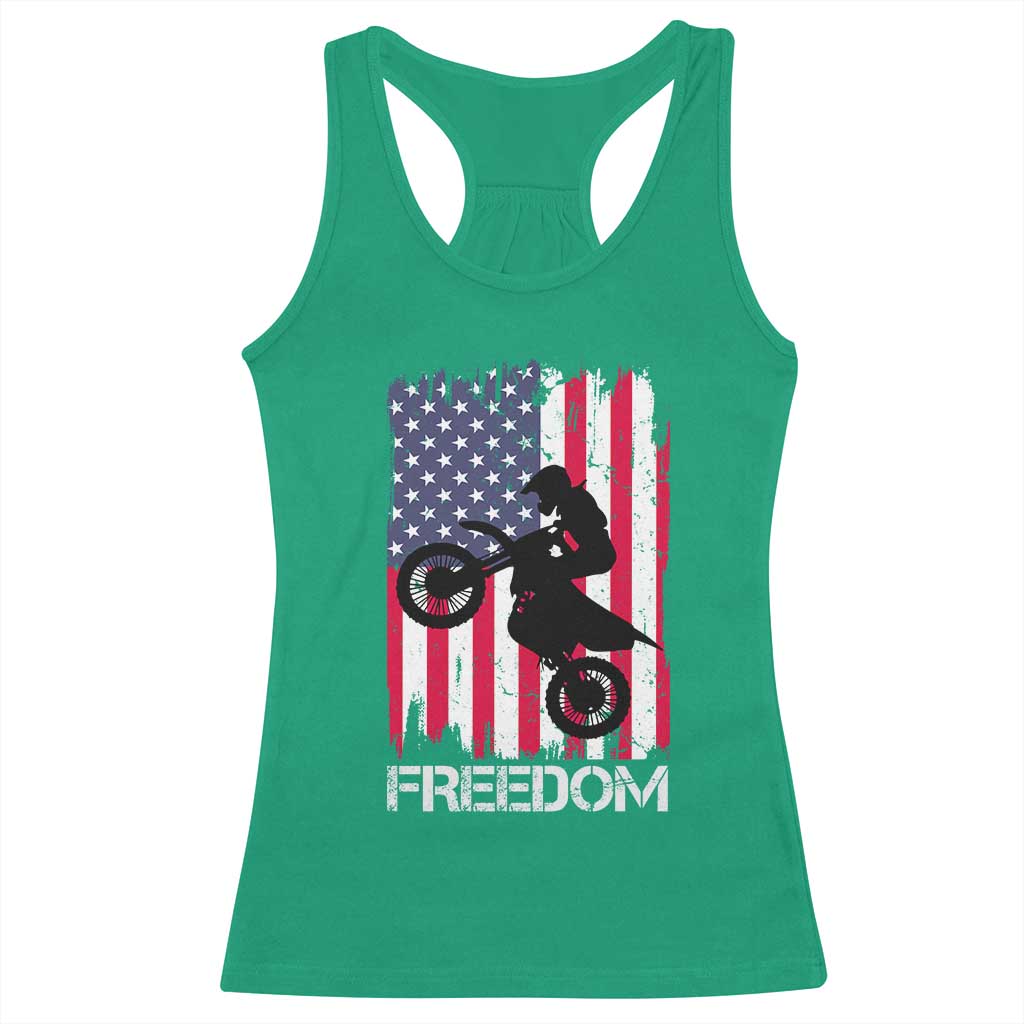 Freedom Motocross Dirt Bike Racerback Tank Top Patriotic American Flag - Wonder Print Shop