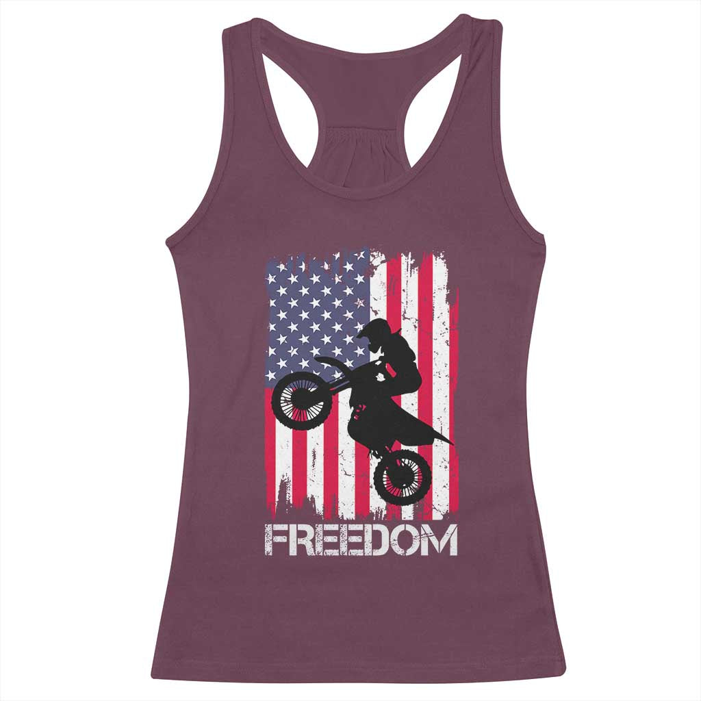 Freedom Motocross Dirt Bike Racerback Tank Top Patriotic American Flag - Wonder Print Shop