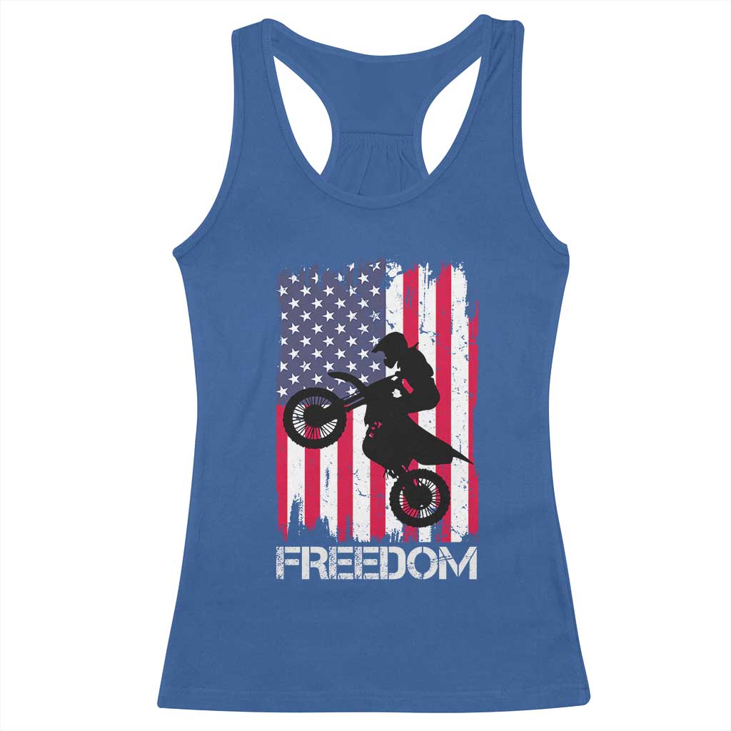 Freedom Motocross Dirt Bike Racerback Tank Top Patriotic American Flag - Wonder Print Shop
