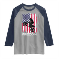 Freedom Motocross Dirt Bike Raglan Shirt Patriotic American Flag - Wonder Print Shop