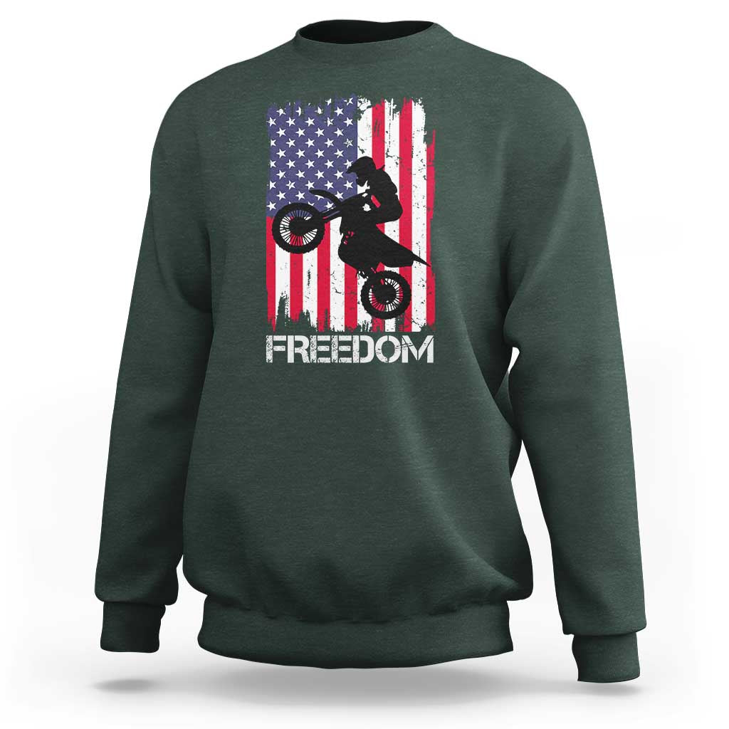 Freedom Motocross Dirt Bike Sweatshirt Patriotic American Flag - Wonder Print Shop