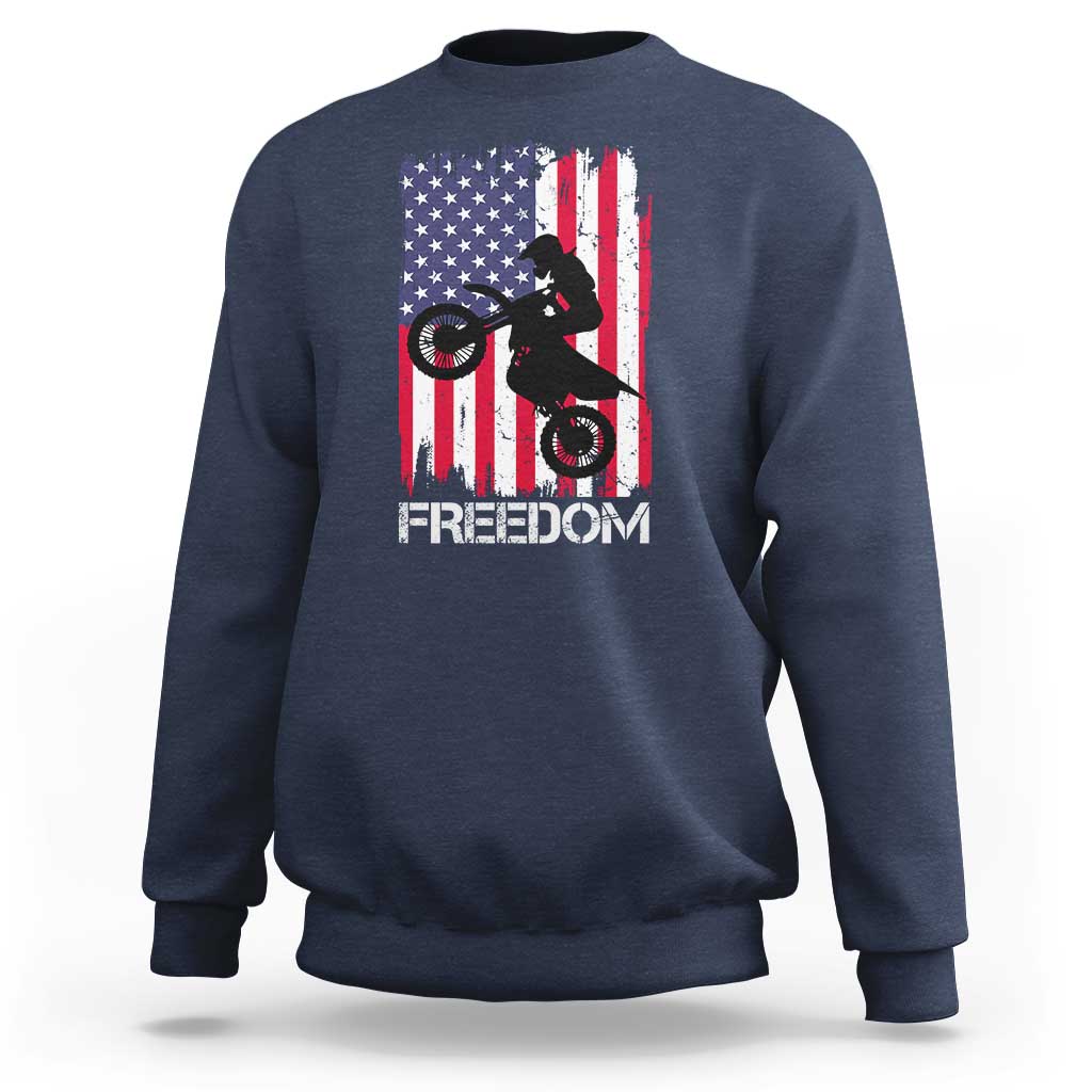 Freedom Motocross Dirt Bike Sweatshirt Patriotic American Flag - Wonder Print Shop