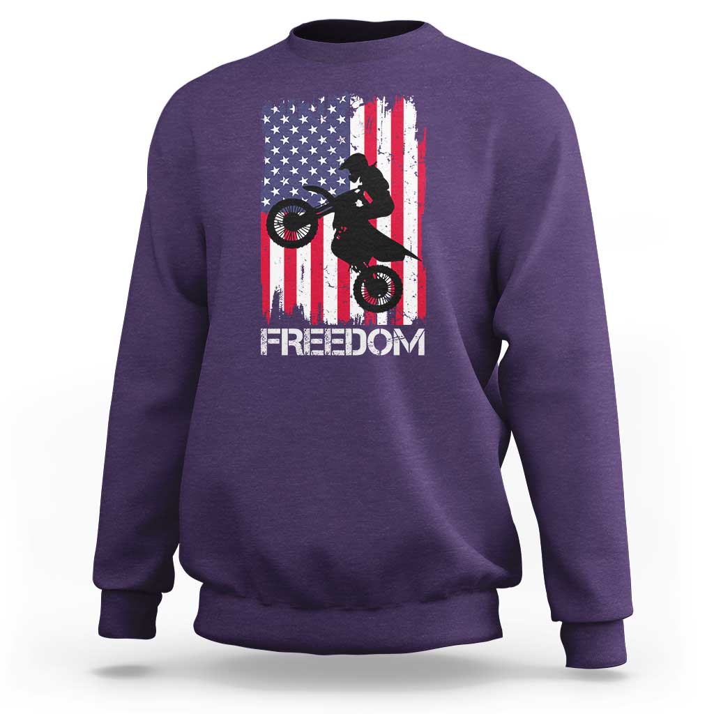 Freedom Motocross Dirt Bike Sweatshirt Patriotic American Flag - Wonder Print Shop