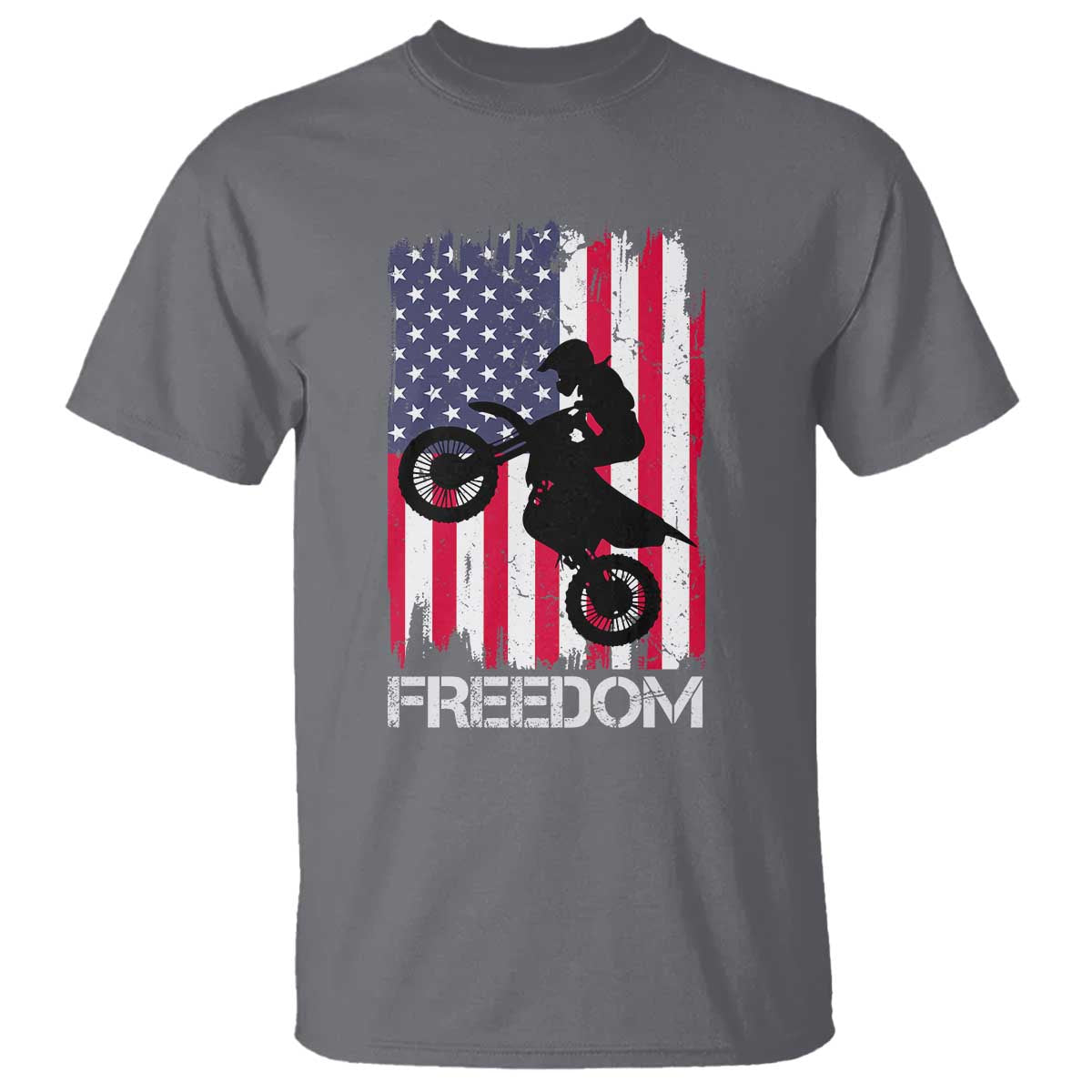 Freedom Motocross Dirt Bike T Shirt Patriotic American Flag - Wonder Print Shop
