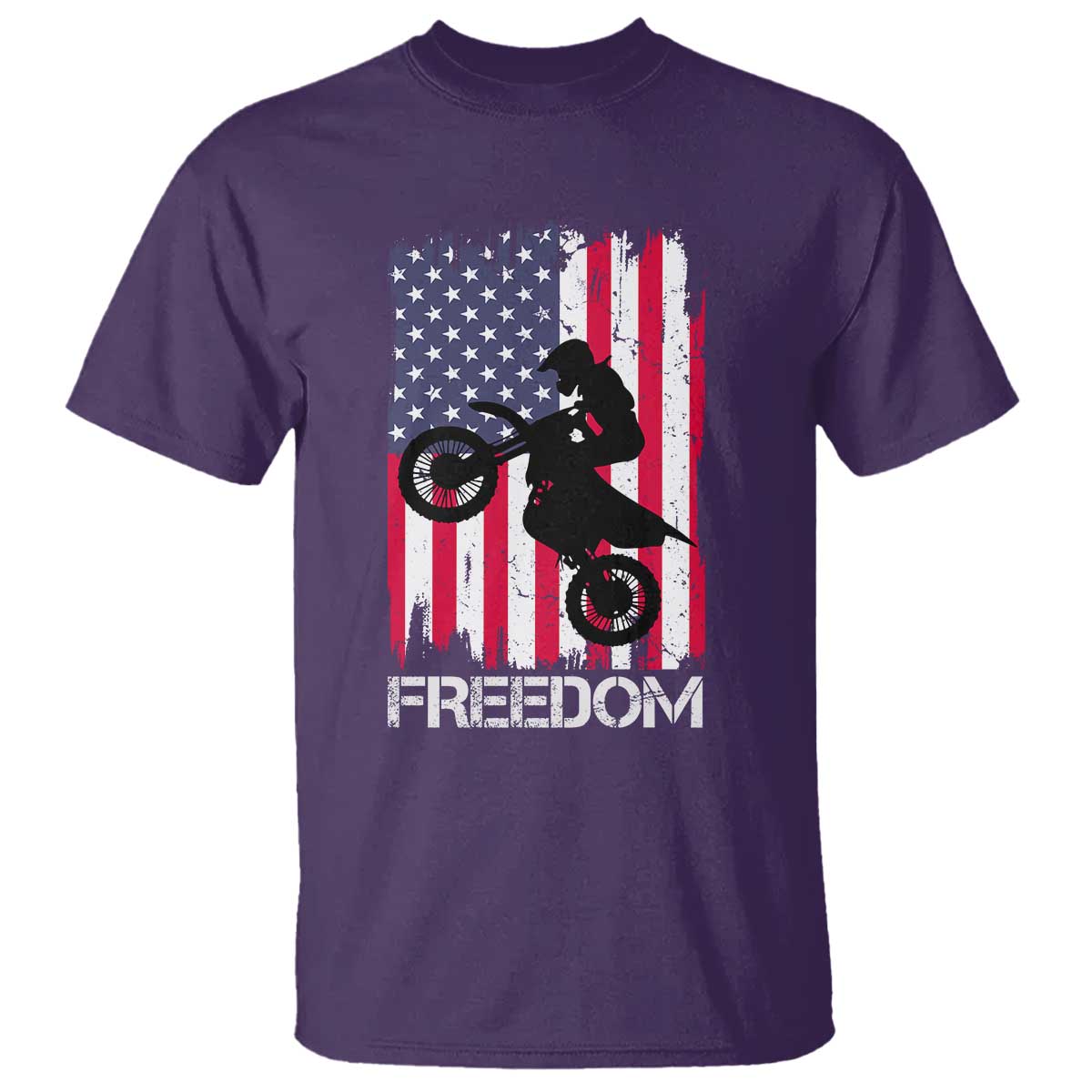 Freedom Motocross Dirt Bike T Shirt Patriotic American Flag - Wonder Print Shop
