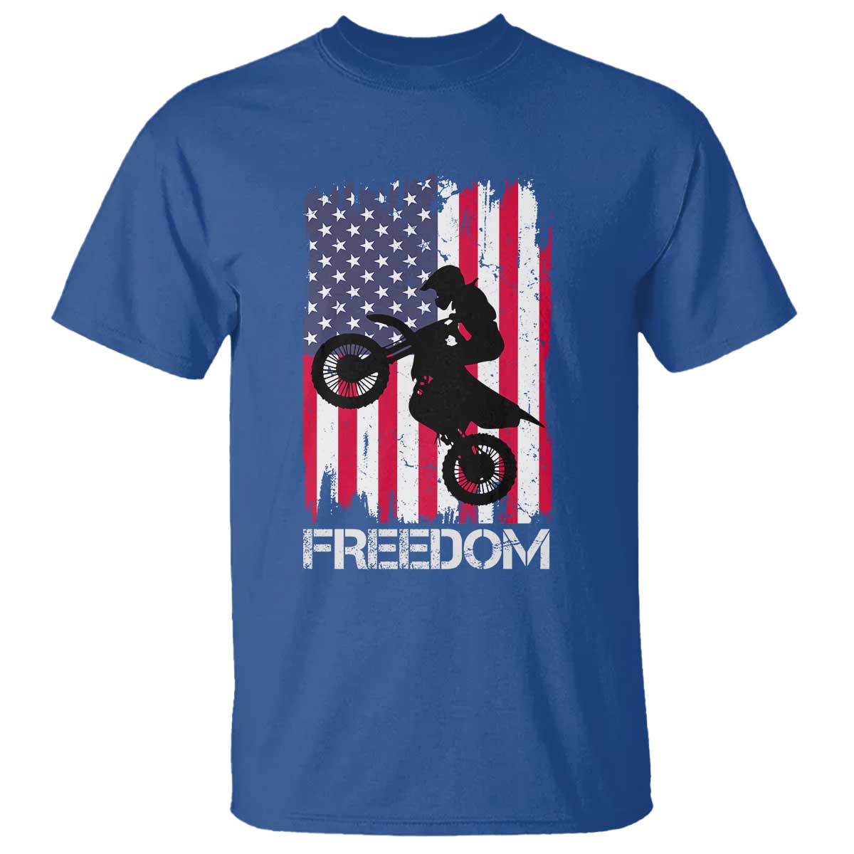 Freedom Motocross Dirt Bike T Shirt Patriotic American Flag - Wonder Print Shop